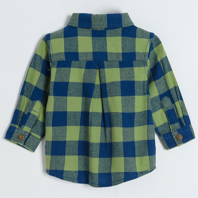 Navy blue checked long sleeve shirt