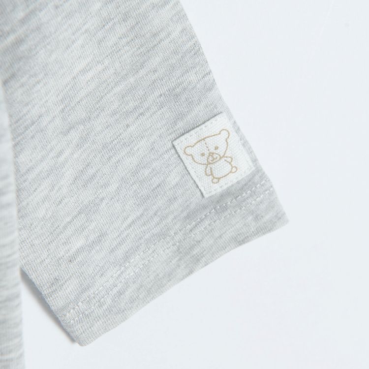 Grey melange long sleeve T-shirt with warm soup print