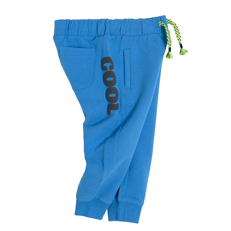 Blue jogging pants with adjustable waist