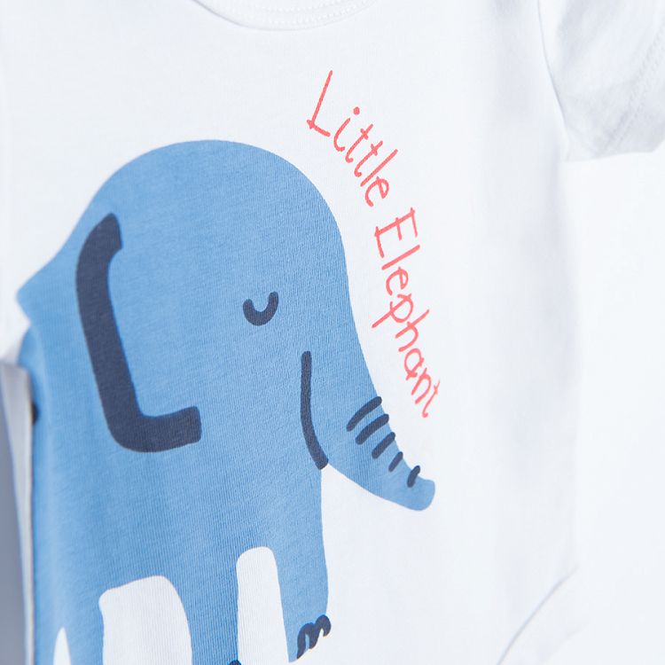Cream short sleeve bodysuit with elephant print
