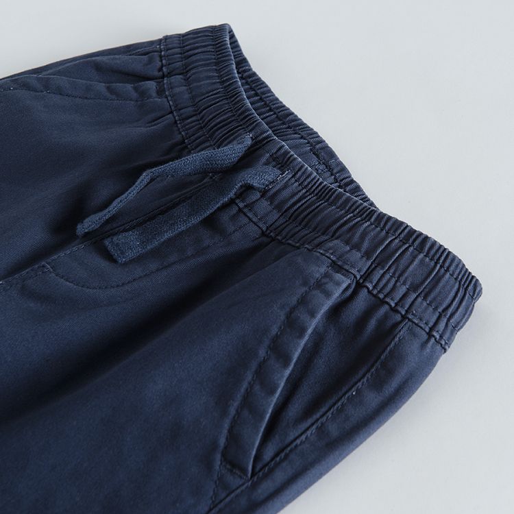 Navy blue trousers with adjustable waist