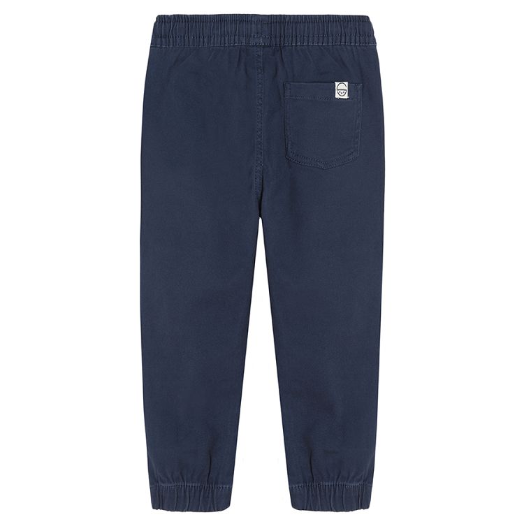 Navy blue trousers with adjustable waist