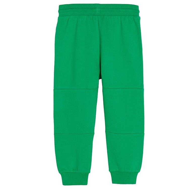 Green jogging pants with adjustable waist