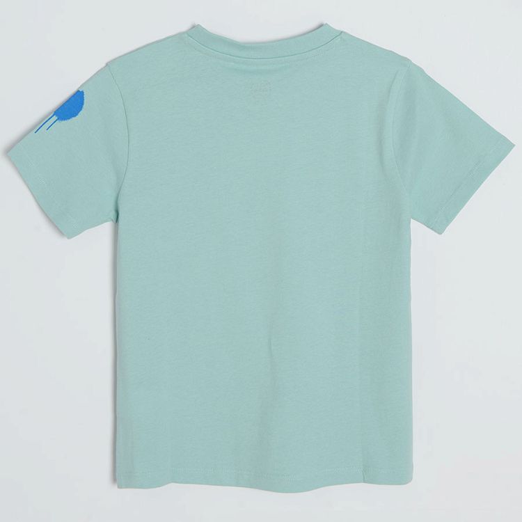 Light mint short sleeve T-shirt with dinosaur print