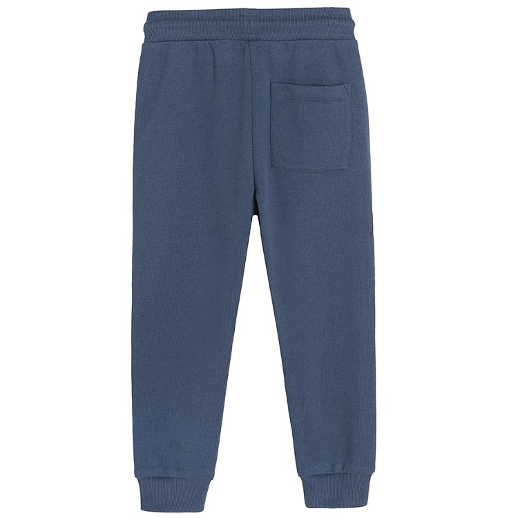 Blue jogging pants with adjustable waist