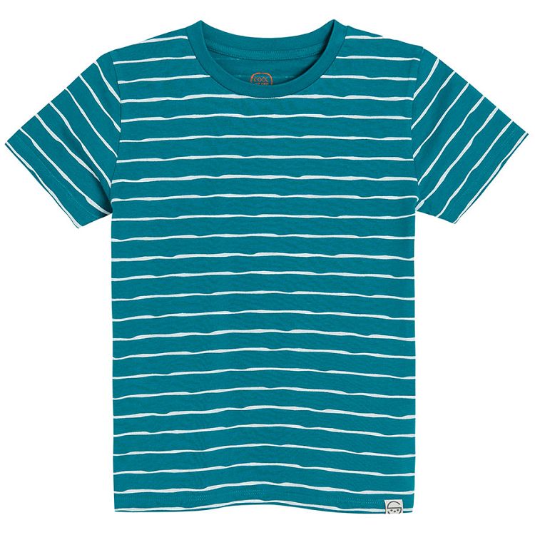 Green stripes and white short sleeve T-shirt with car prints- 3 pack