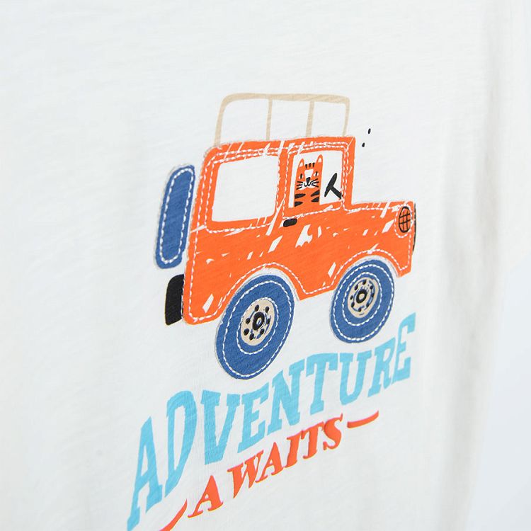 Μπλούζα κοντομάνικη λευκή με στάμπα ADVENTURE AWAITS