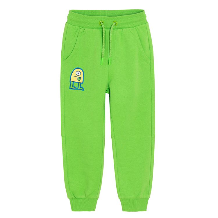 Green and grey jogging pants with adjustable waist- 2 pack