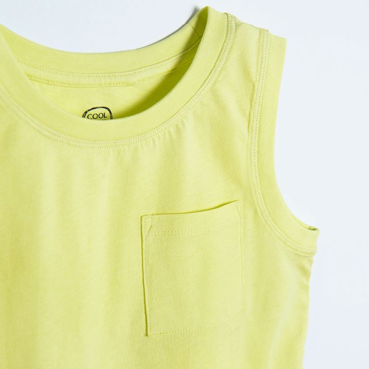 Yellow sleeveless T-shirt with chest pocket