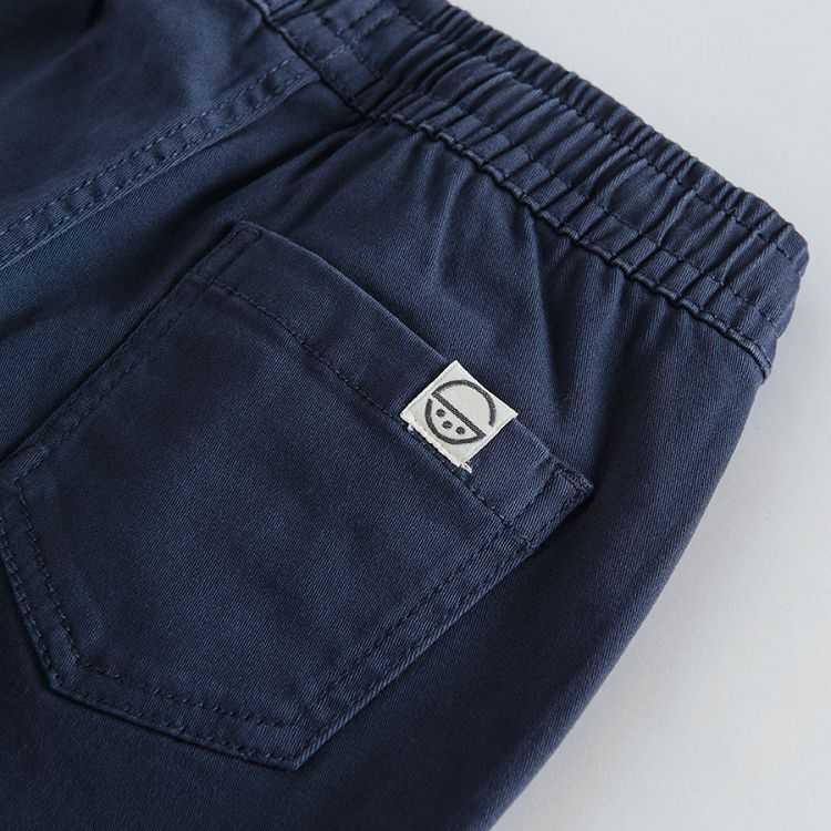 Navy blue trousers with adjustable waist