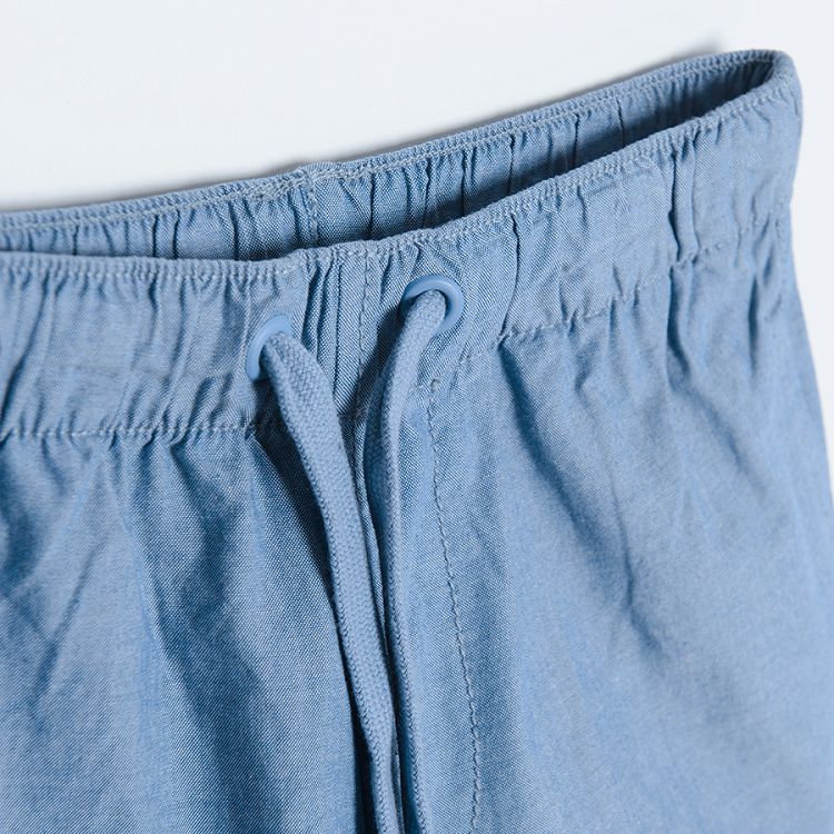 Navy blue melange classic shorts with adjustable waist