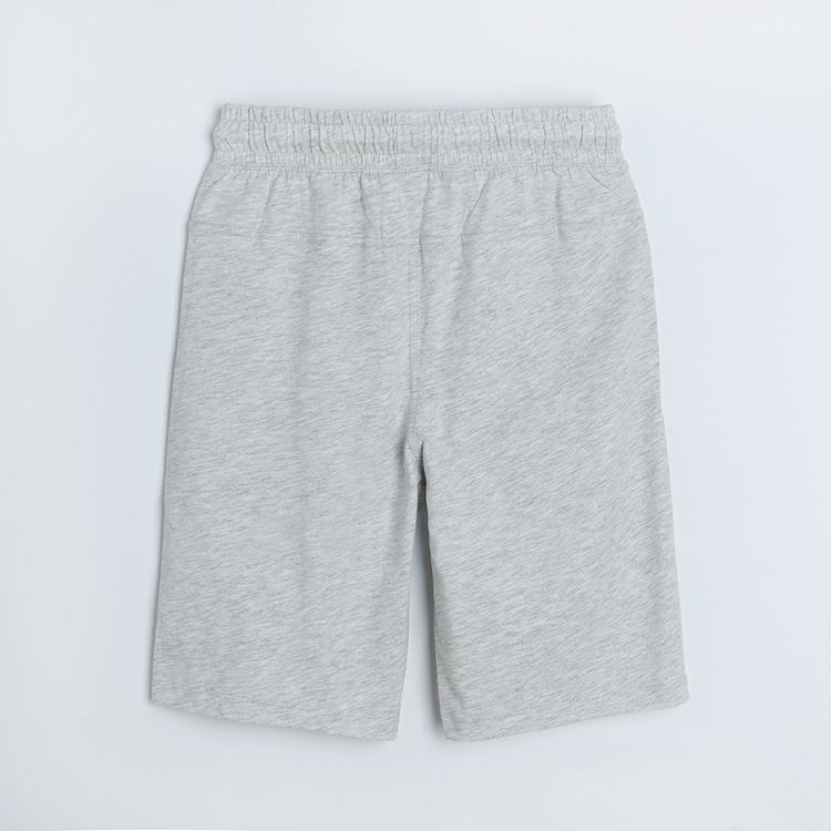 Grey melange shorts with adjustable waist and pockets