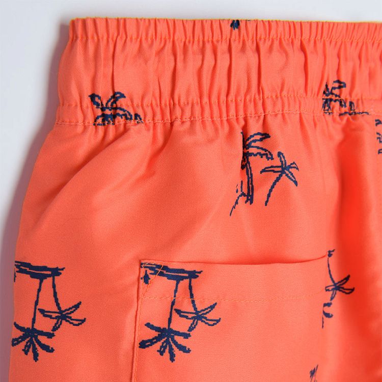Orange swimming shorts with adjustable waist