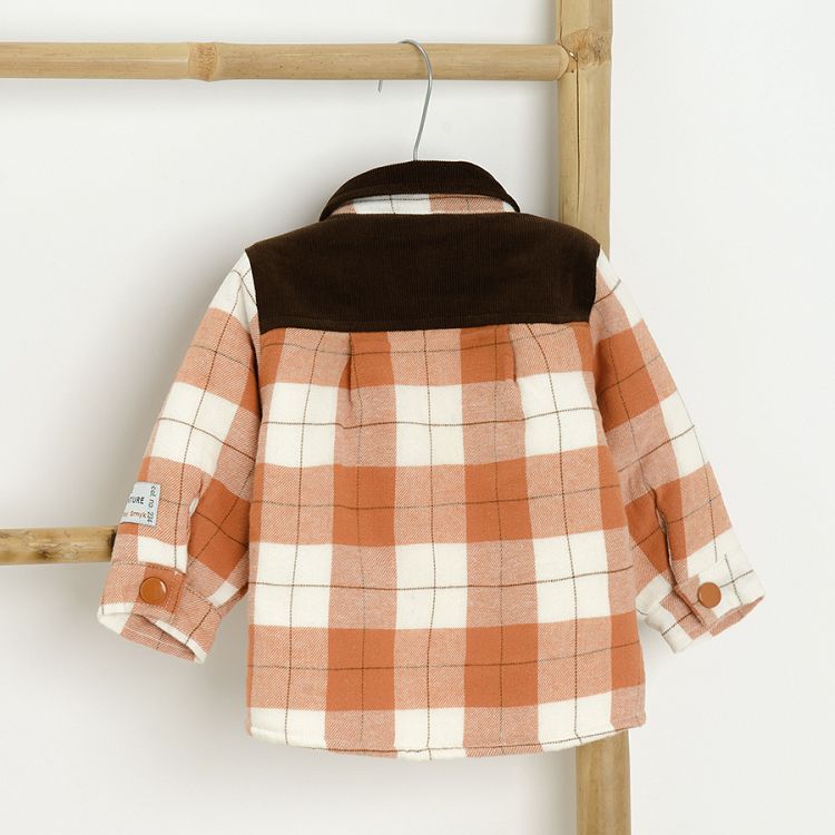 Πουκάμισο jacket καρό πορτοκαλί με επένδυση fleece