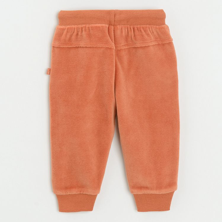 Orange and beige with trucks velvet jogging pants- 2 pack