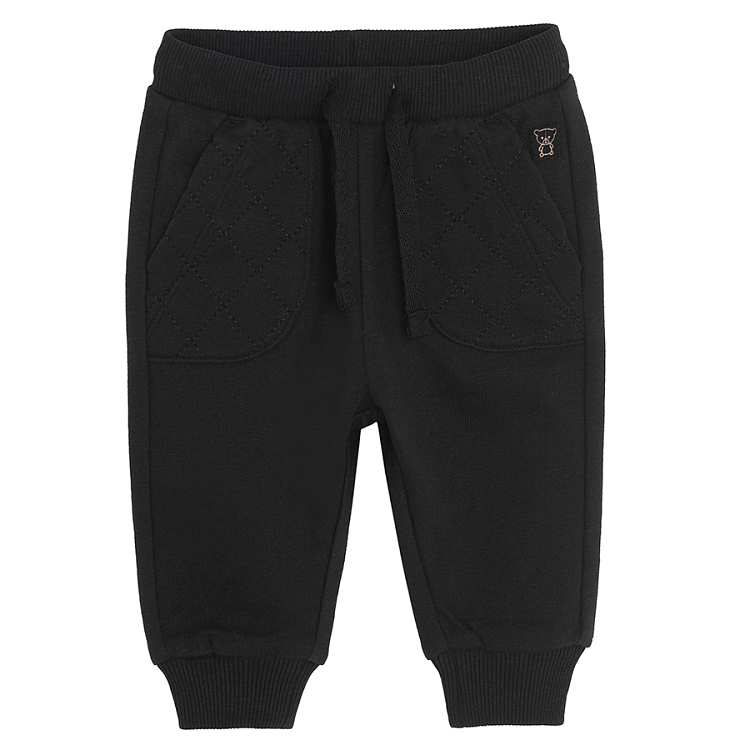 Black and greyjogging pants with quilt pockets