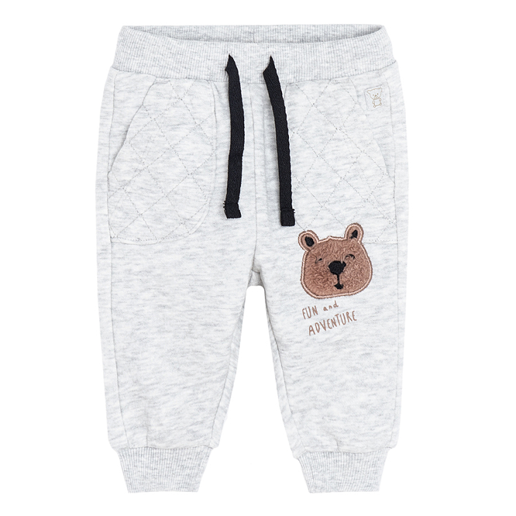 Black and greyjogging pants with quilt pockets