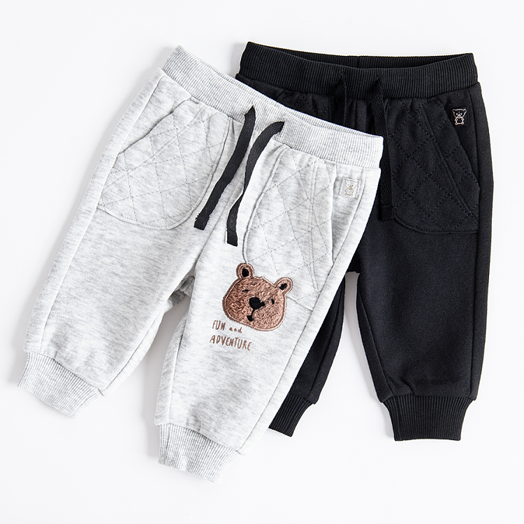 Black and greyjogging pants with quilt pockets