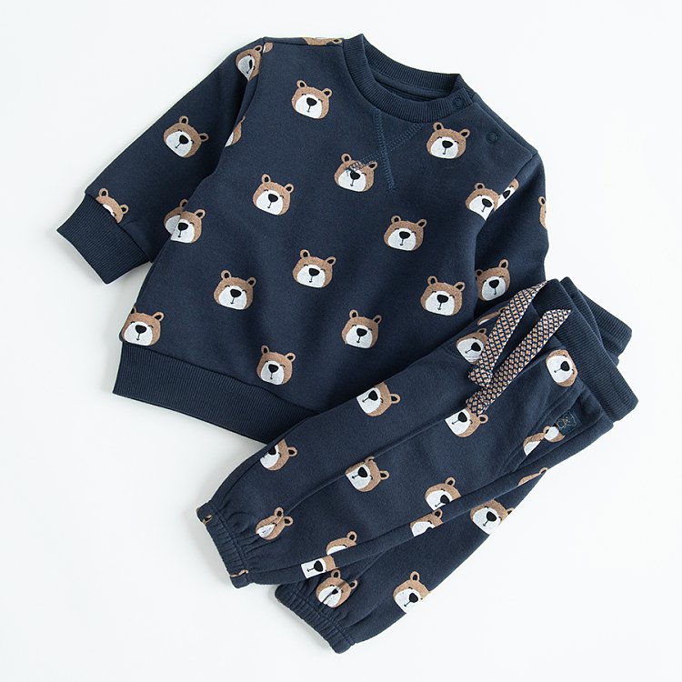 Σετ φούτερ και παντελόνι φόρμα μπλε με στάμπα αρκουδάκια