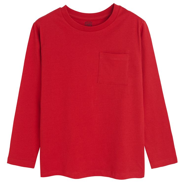 Whte and red long sleeve blouses- 'Campus League' print- 2 pack