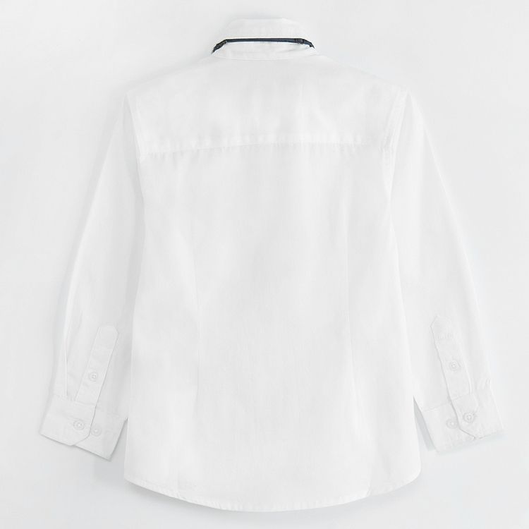 White long sleeve shirt with bow tie