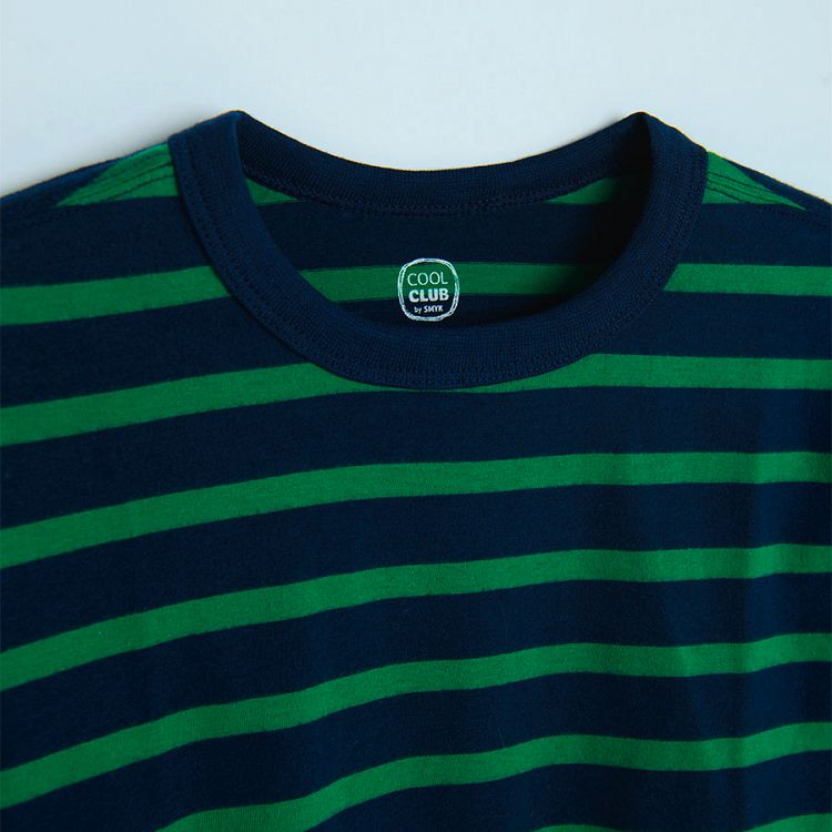 Black and green stripes long sleeve blouse