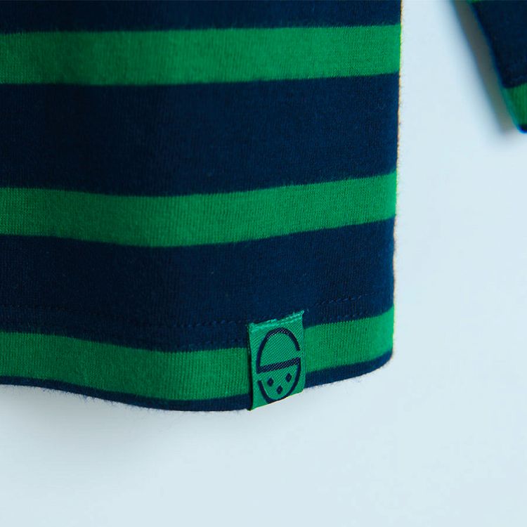 Black and green stripes long sleeve blouse