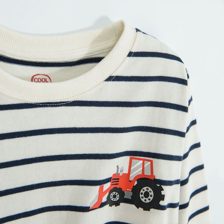 White stripes sweatshirt with truck print