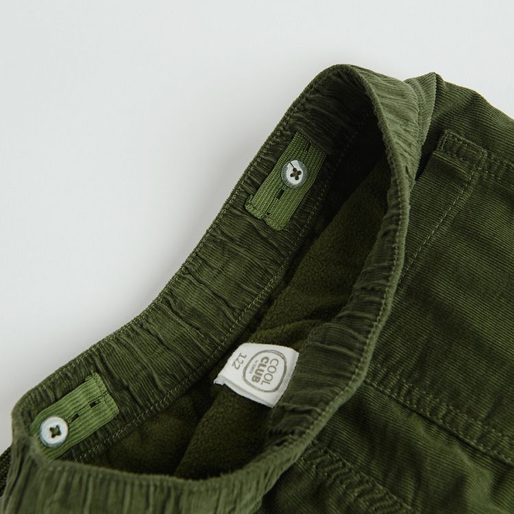 Dark green corduroy pants with fleece lining