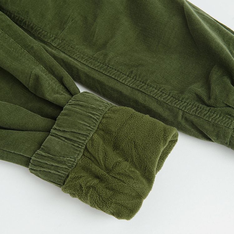 Dark green corduroy pants with fleece lining