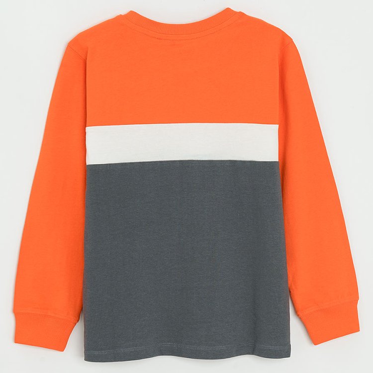 Blue, white and orange long sleeve sweatshirt 'MONSTER ZONE' print