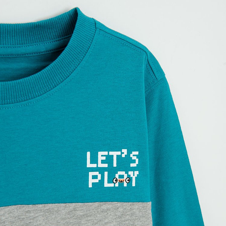 Blue, grey and green stripes sweatshirt