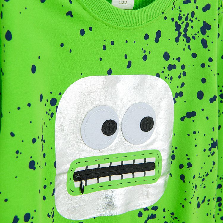 Fluo green sweaetshirt with face print