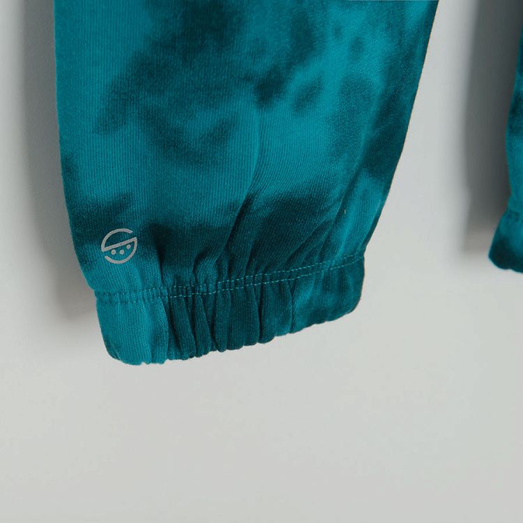 Blue tie dye jogging pants with elastic waist