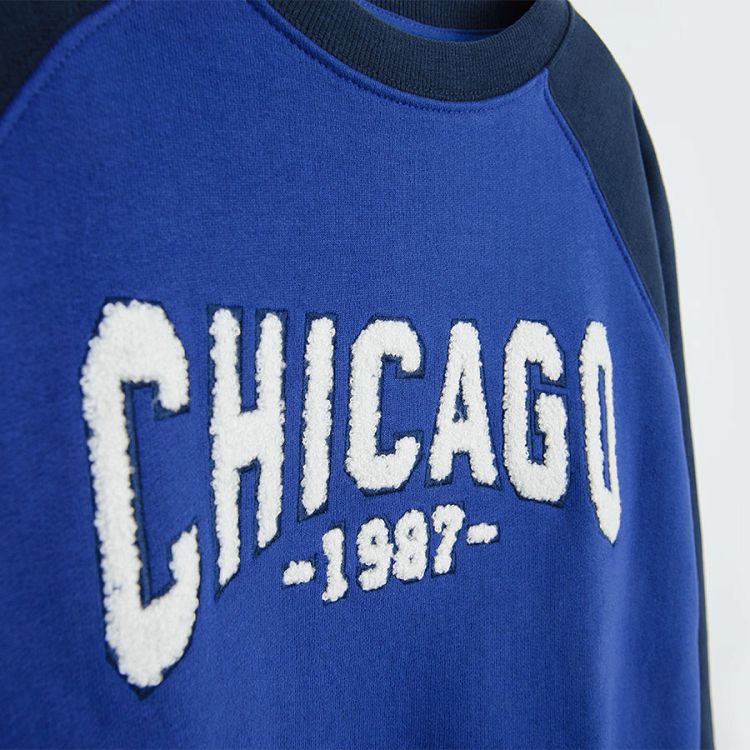 Μπλούζα μακρυμάνικη μπλε με κεντημένη στάμπα Chicago 1987