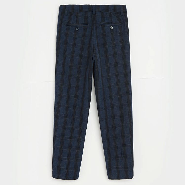 Blue checked formal trousers