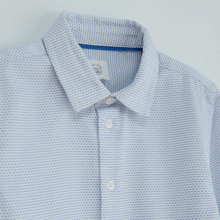 White with blue thread long sleeve button down shirt