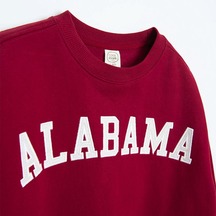 Φούτερ μακρυμάνικο μπορντό με στάμπα ALABAMA