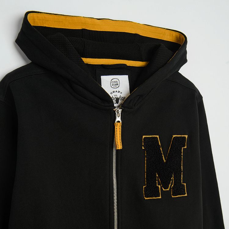 Black hooded zip through sweatshirt