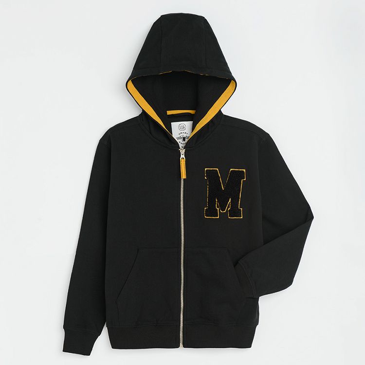 Black hooded zip through sweatshirt