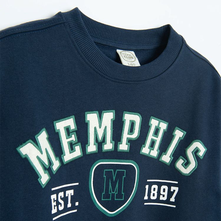 Μπλούζα μακρυμάνικη μπλε με στάμπα MEMPHIS