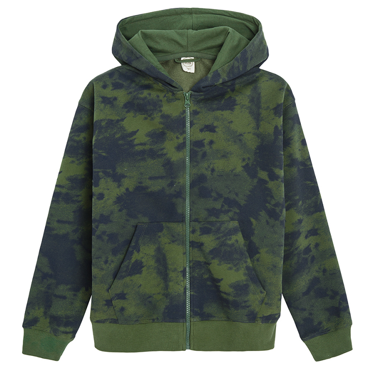 Green and black zip through hooded sweatshirt