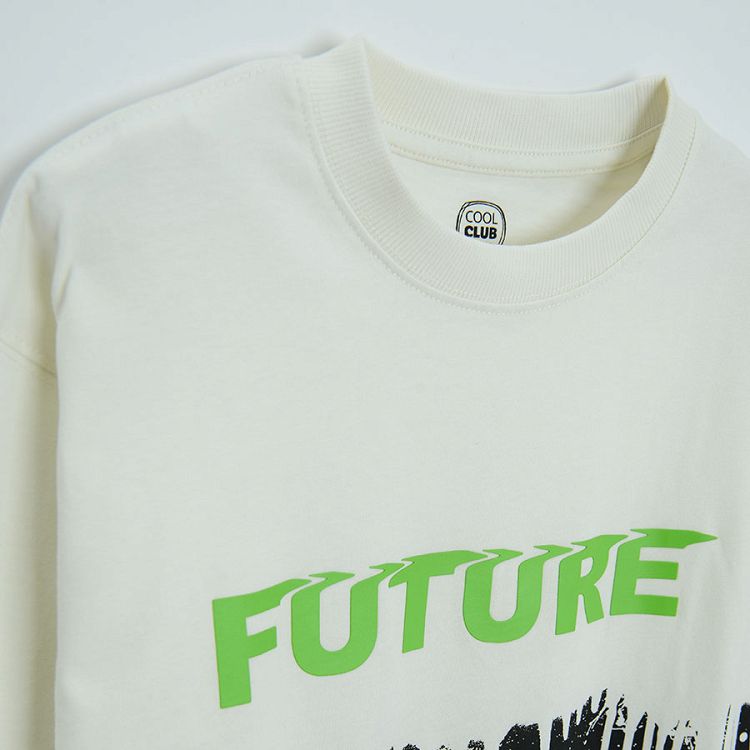 Black and white sweeatshirt with neon FUTURE print