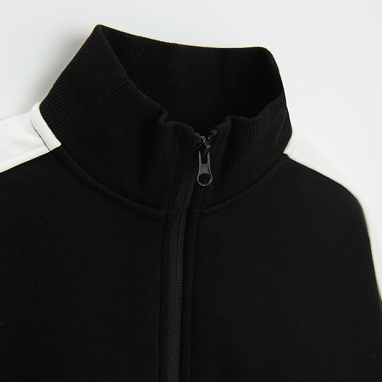 Black and brown zip through sweatshirt