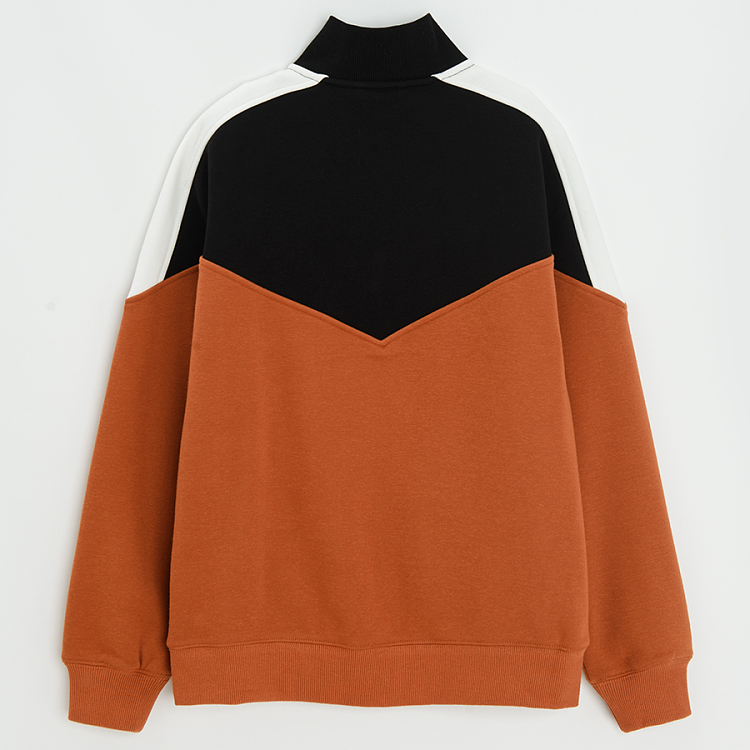 Black and brown zip through sweatshirt