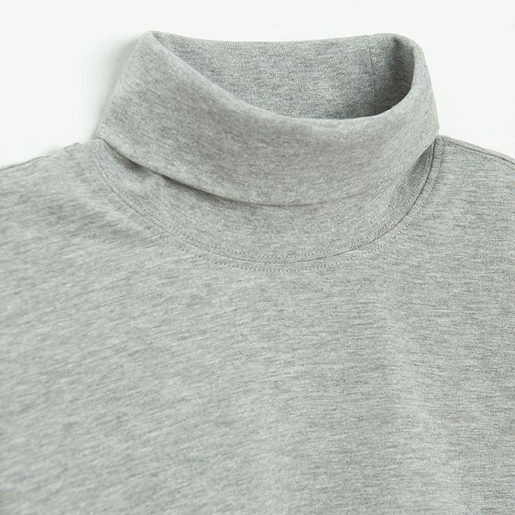 Grey turtleneck long sleeve blouse