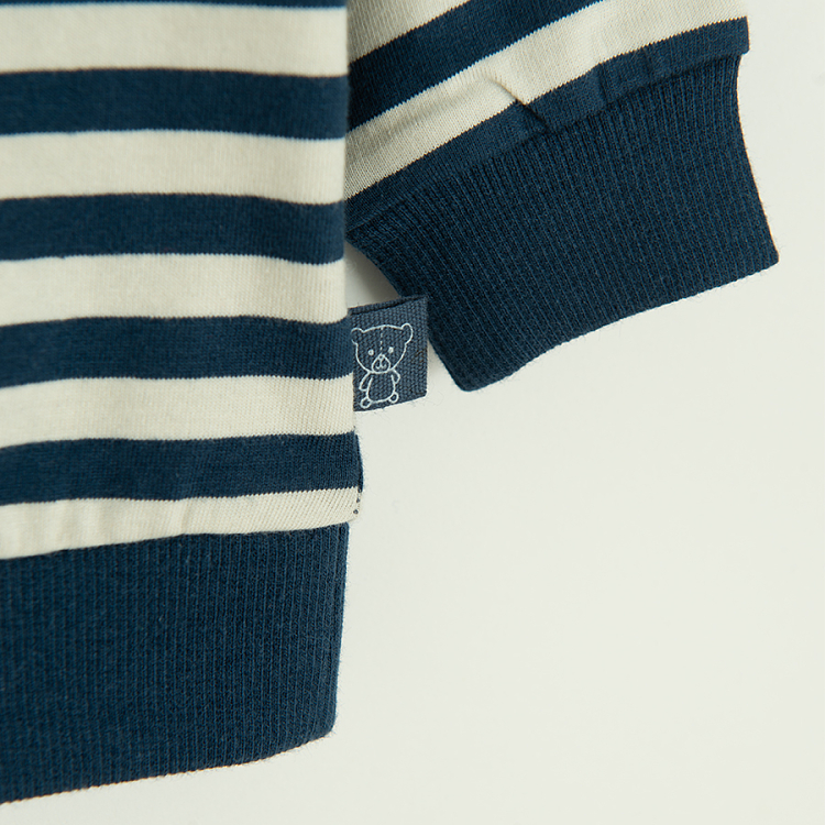Blue and white stripes sweatshirt with truck print