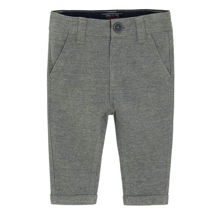 3 piece suit- white long sleeve polo bodysuit, grey vest and trousers