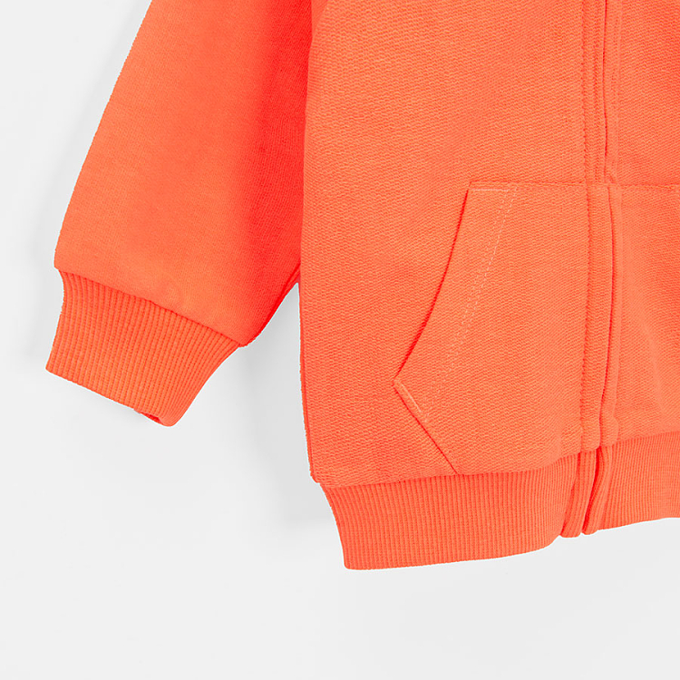 Orange zip through hooded sweatshirt