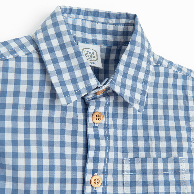 checkered button down short sleeve shirt
